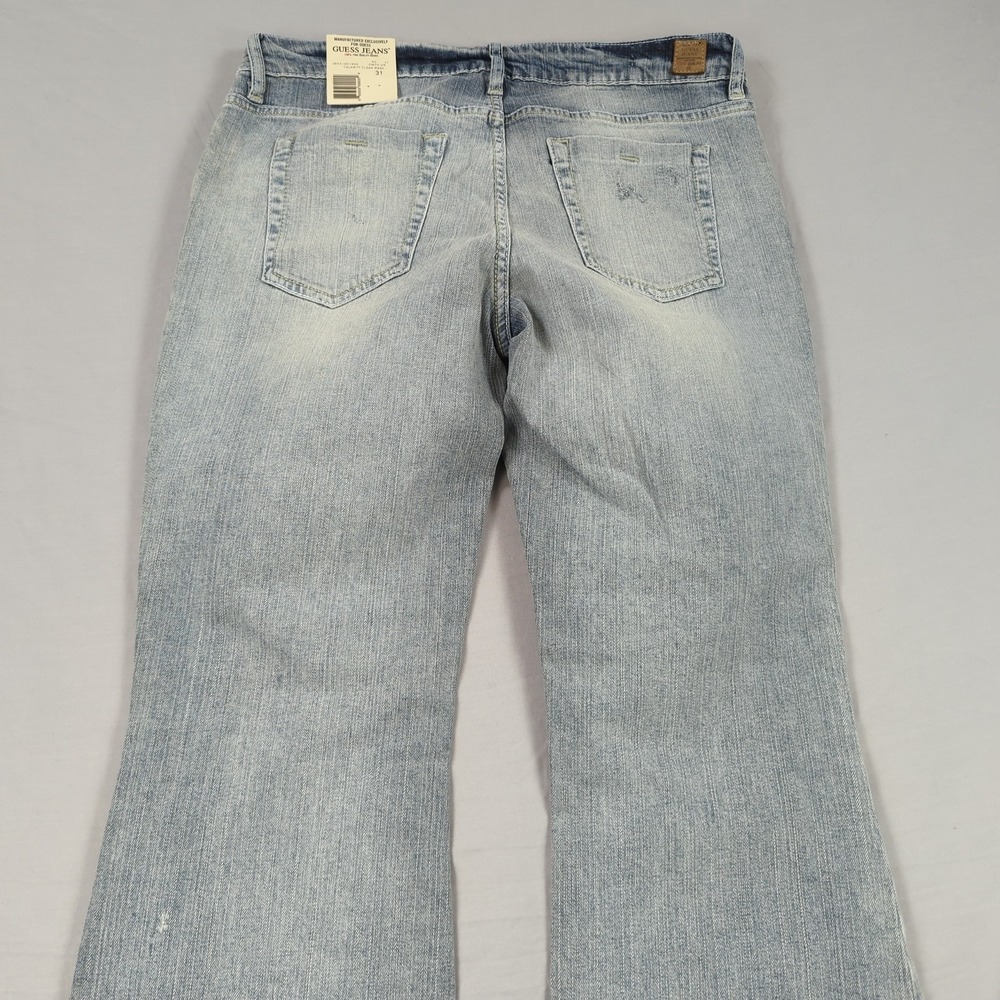 Guess Jeans Womens 31 Blue Flare Stretch Casual Faded Boho Hippie New - Picture 13 of 16